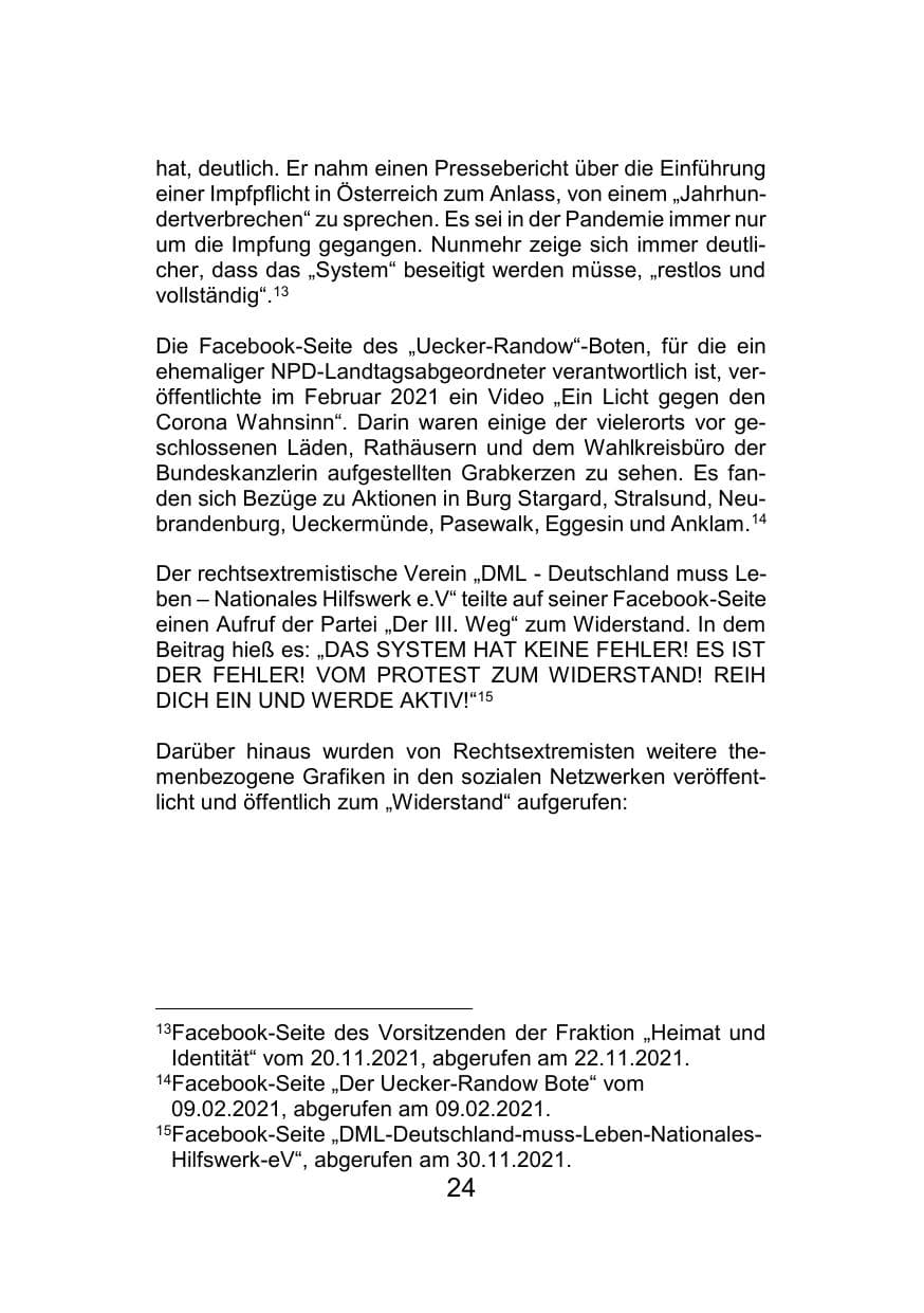 Seite 28 des Verfassungsschutzbericht 2021 Mecklenburg-Vorpommern