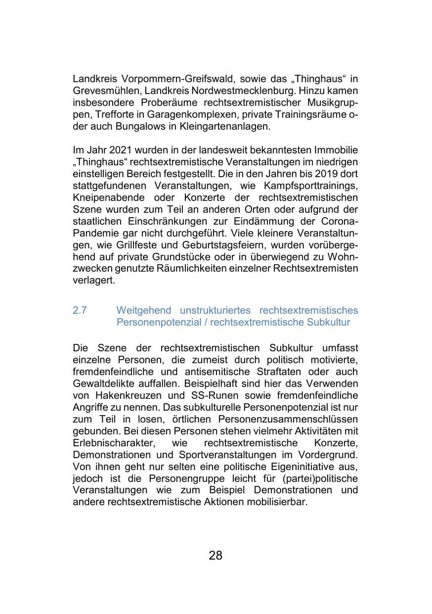 Seite 32 des Verfassungsschutzbericht 2021 Mecklenburg-Vorpommern