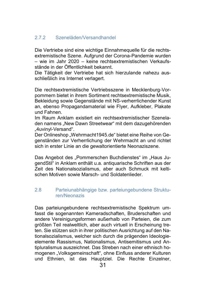 Seite 35 des Verfassungsschutzbericht 2021 Mecklenburg-Vorpommern