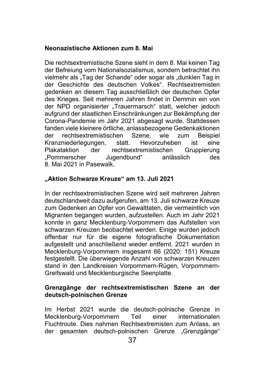 Seite 41 des Verfassungsschutzbericht 2021 Mecklenburg-Vorpommern