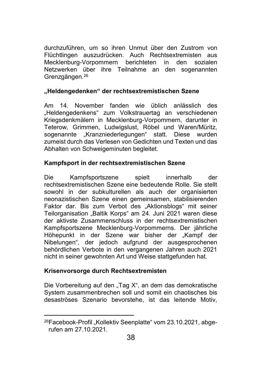Seite 42 des Verfassungsschutzbericht 2021 Mecklenburg-Vorpommern