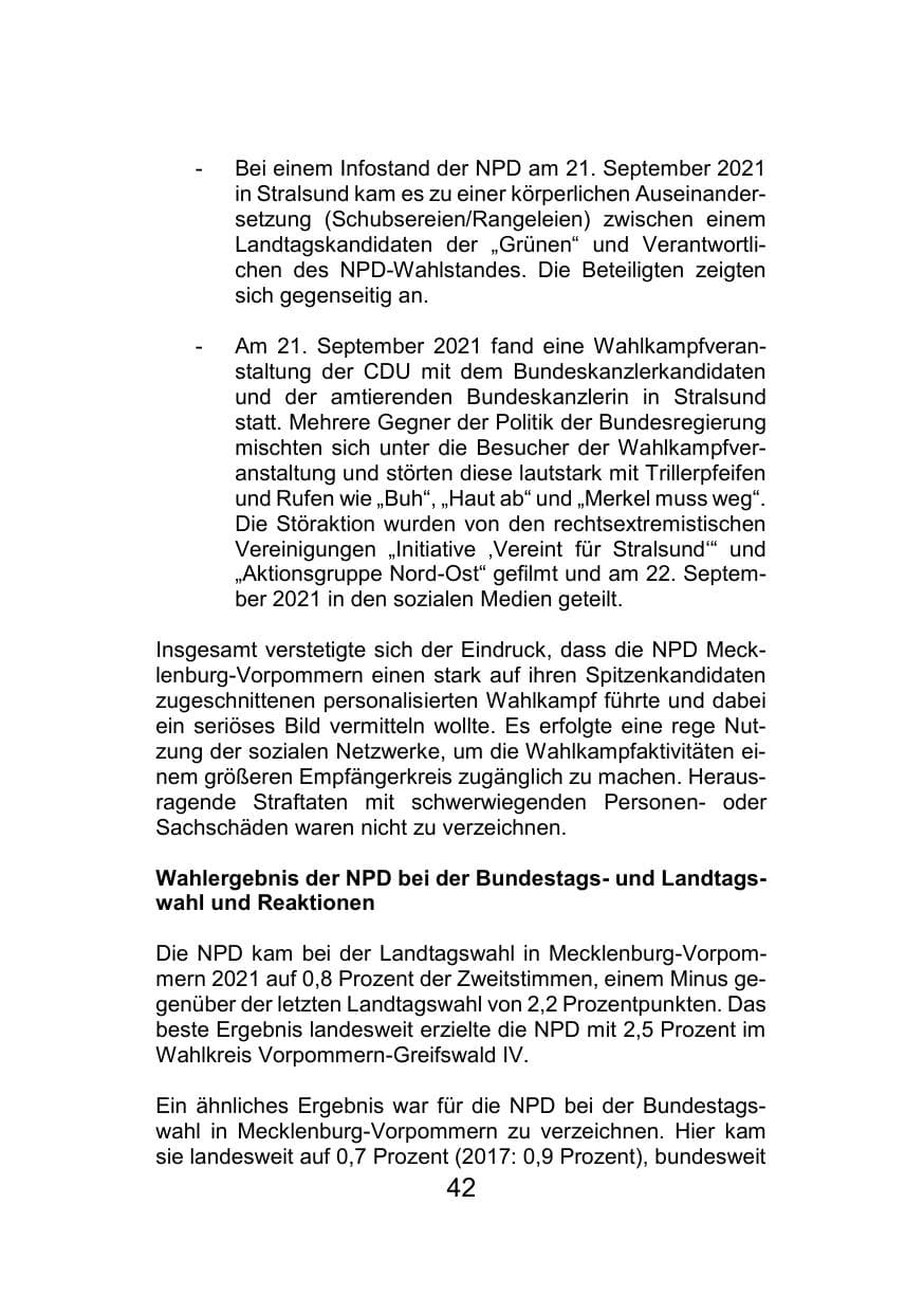 Seite 46 des Verfassungsschutzbericht 2021 Mecklenburg-Vorpommern