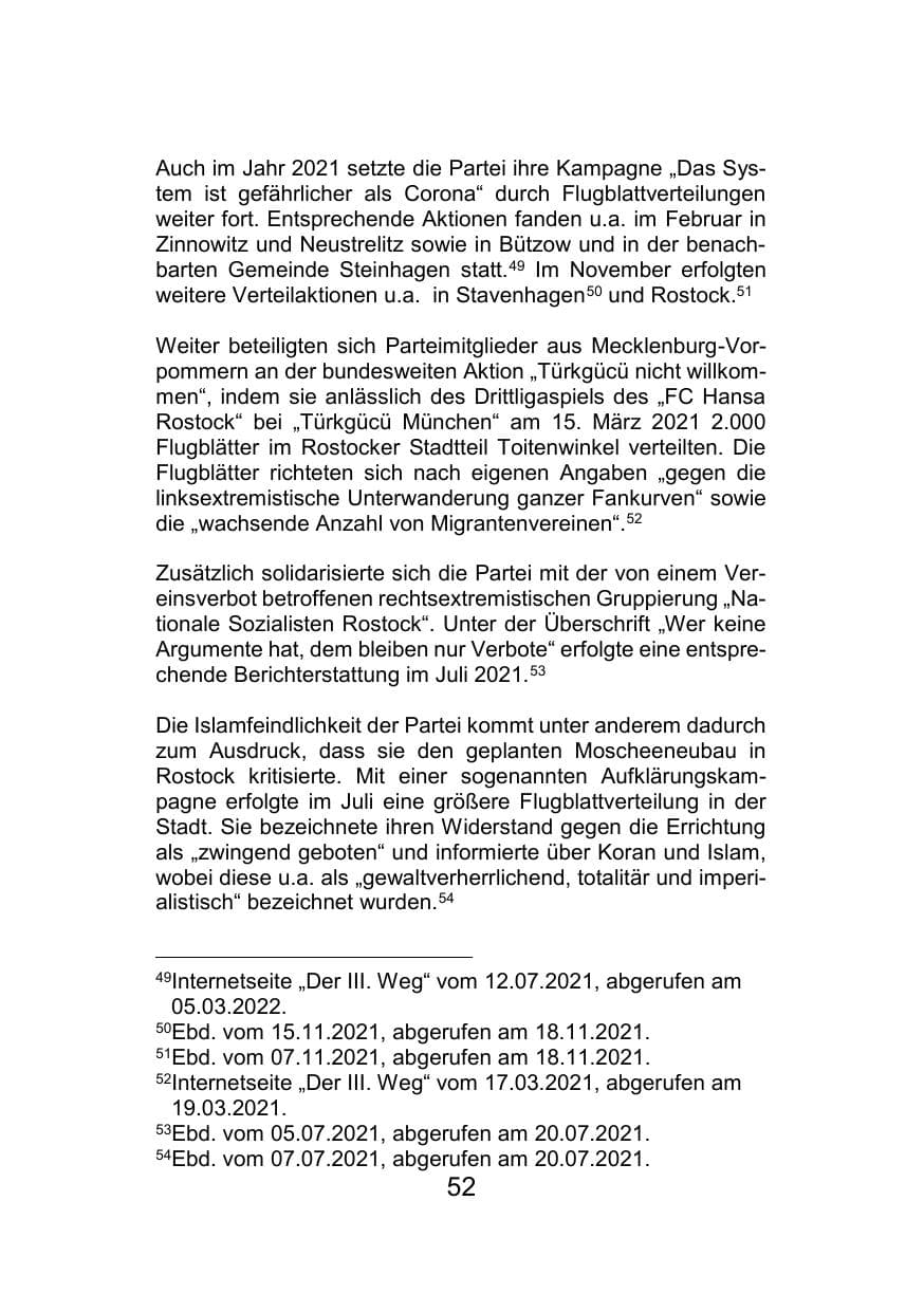 Seite 56 des Verfassungsschutzbericht 2021 Mecklenburg-Vorpommern