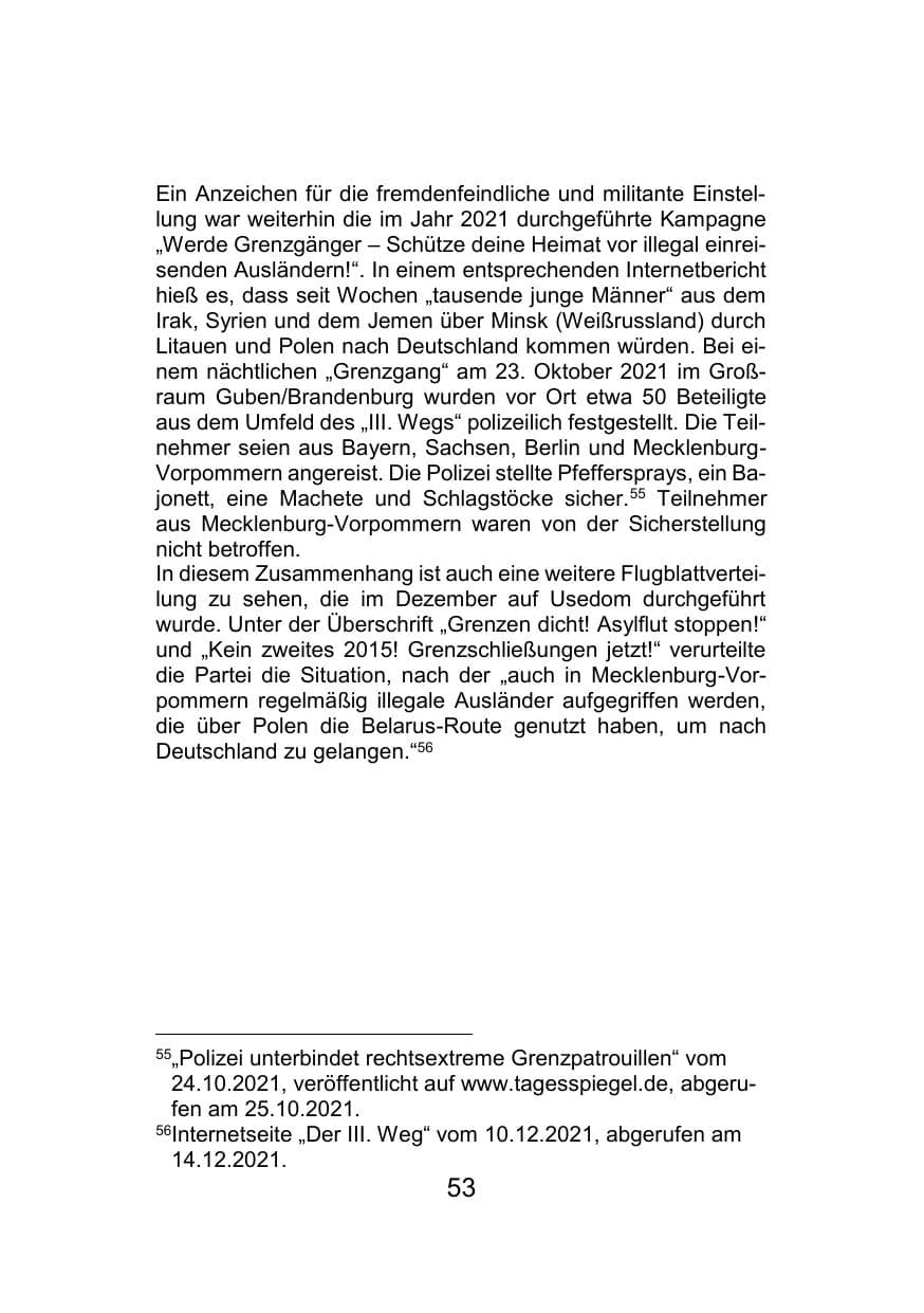 Seite 57 des Verfassungsschutzbericht 2021 Mecklenburg-Vorpommern