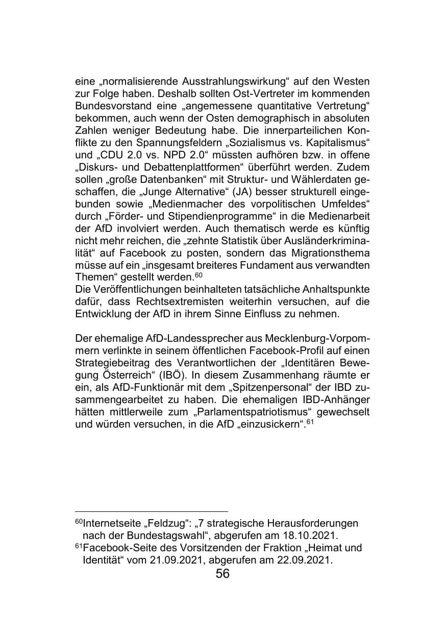 Seite 60 des Verfassungsschutzbericht 2021 Mecklenburg-Vorpommern