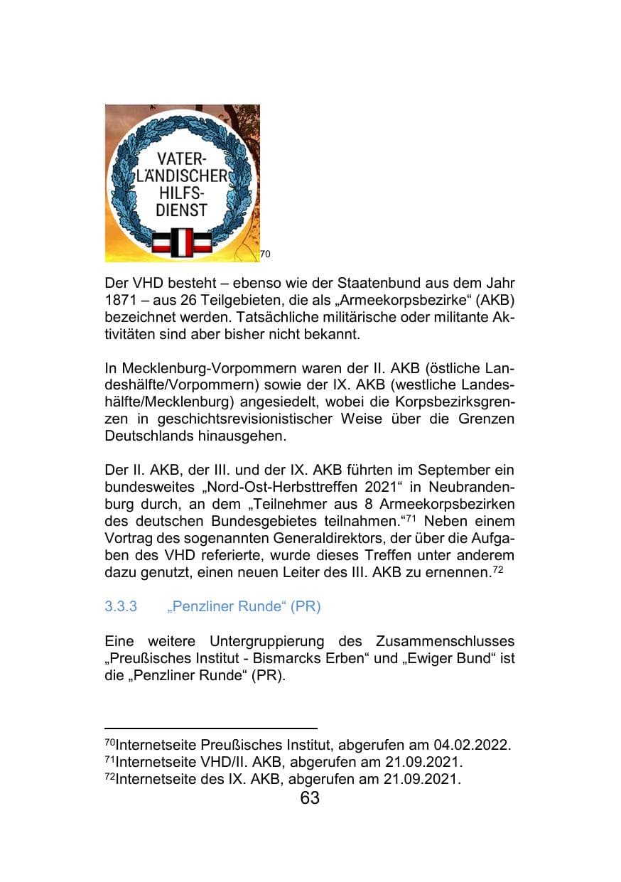 Seite 67 des Verfassungsschutzbericht 2021 Mecklenburg-Vorpommern