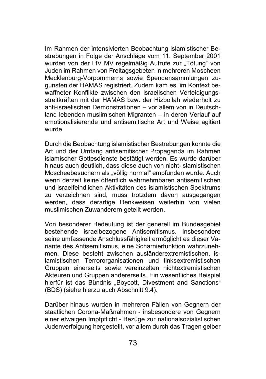 Seite 77 des Verfassungsschutzbericht 2021 Mecklenburg-Vorpommern