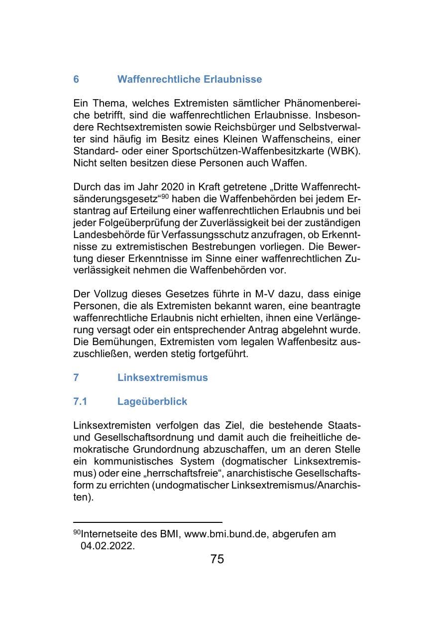 Seite 79 des Verfassungsschutzbericht 2021 Mecklenburg-Vorpommern