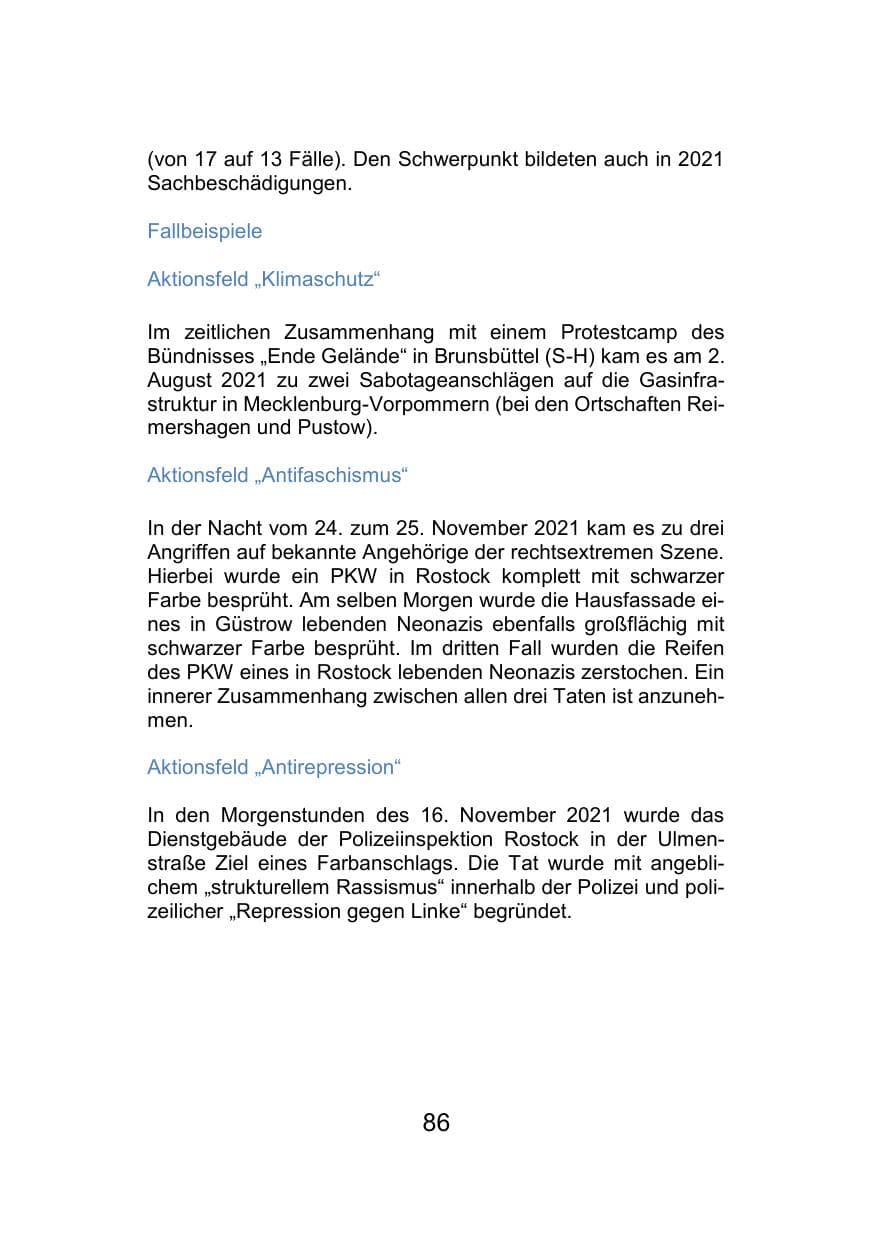 Seite 90 des Verfassungsschutzbericht 2021 Mecklenburg-Vorpommern