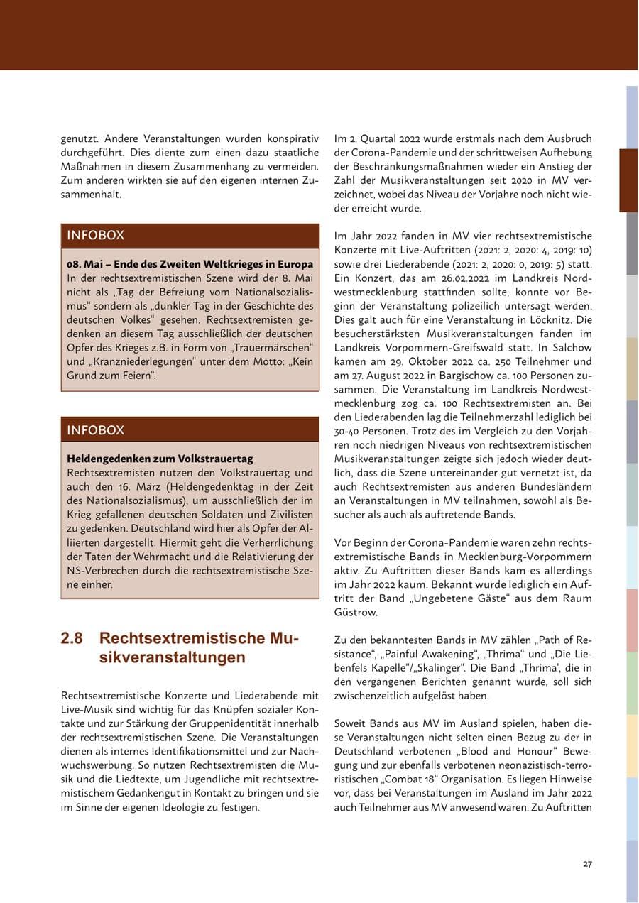 Seite 29 des Verfassungsschutzbericht 2022 Mecklenburg-Vorpommern