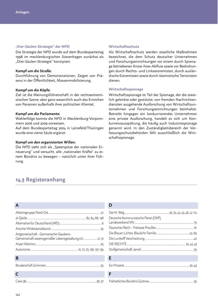 Seite 144 des Verfassungsschutzbericht 2023 Mecklenburg-Vorpommern