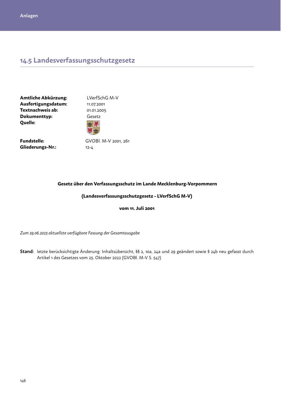 Seite 148 des Verfassungsschutzbericht 2023 Mecklenburg-Vorpommern