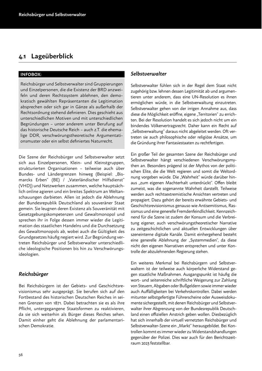 Seite 58 des Verfassungsschutzbericht 2023 Mecklenburg-Vorpommern