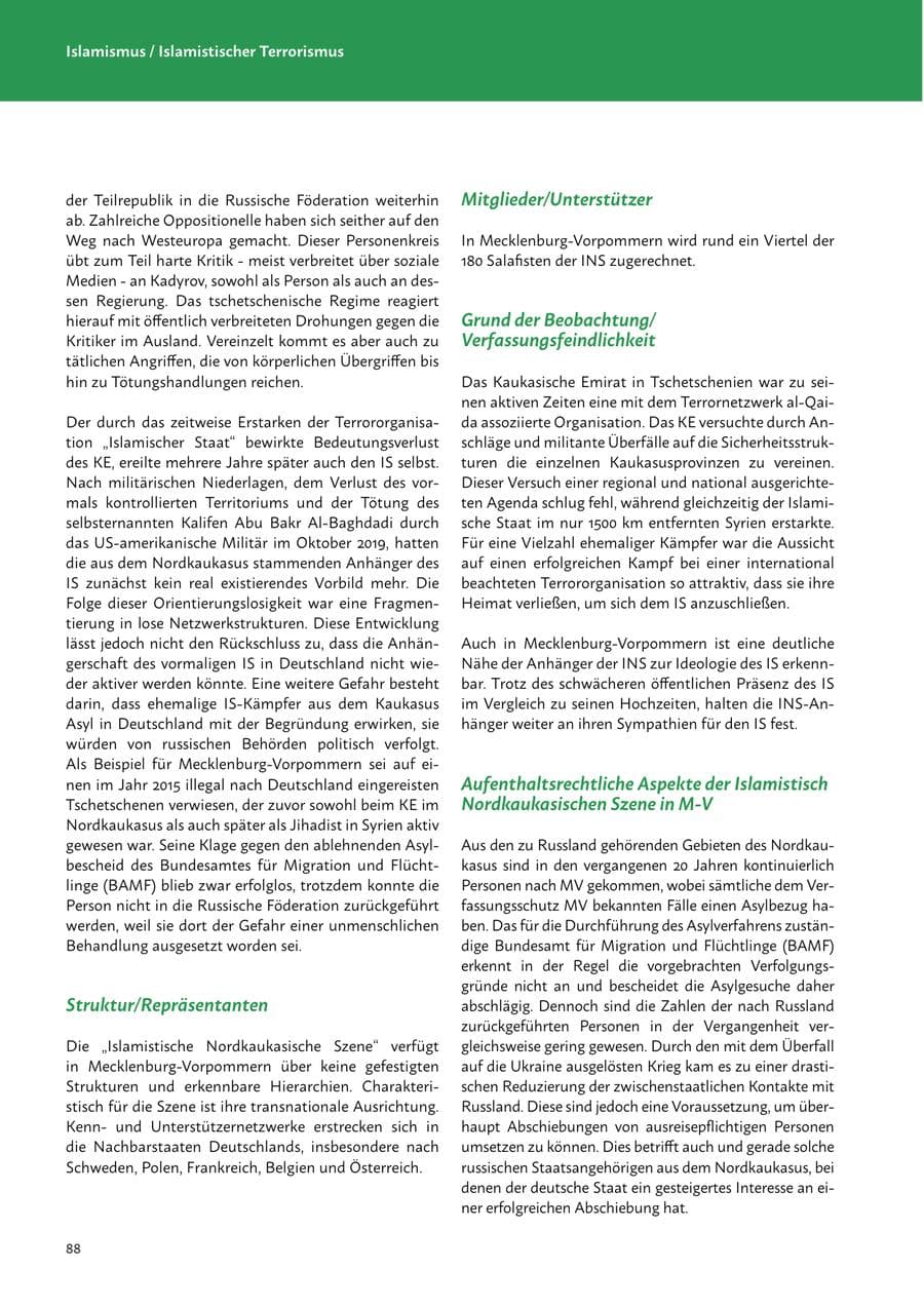 Seite 90 des Verfassungsschutzbericht 2023 Mecklenburg-Vorpommern