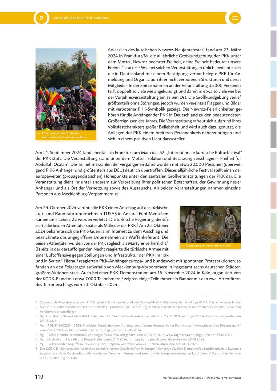 Seite 119 des Verfassungsschutzbericht 2024 Mecklenburg-Vorpommern