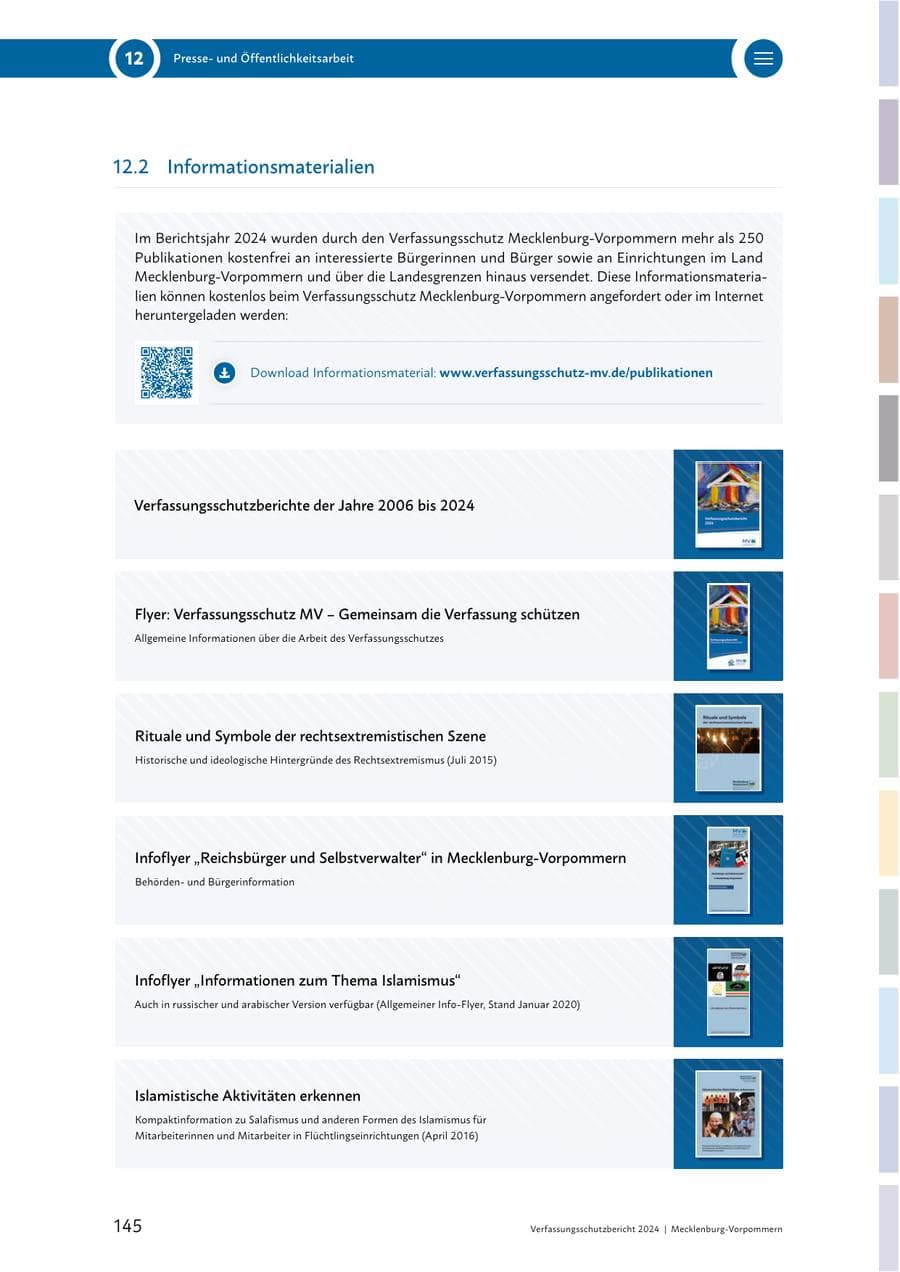 Seite 145 des Verfassungsschutzbericht 2024 Mecklenburg-Vorpommern