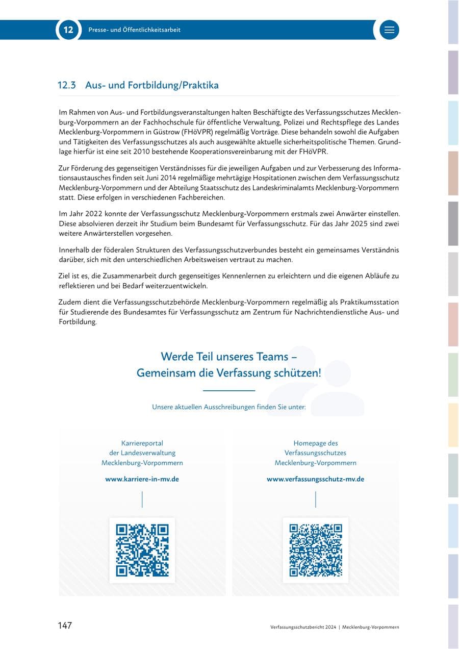 Seite 147 des Verfassungsschutzbericht 2024 Mecklenburg-Vorpommern