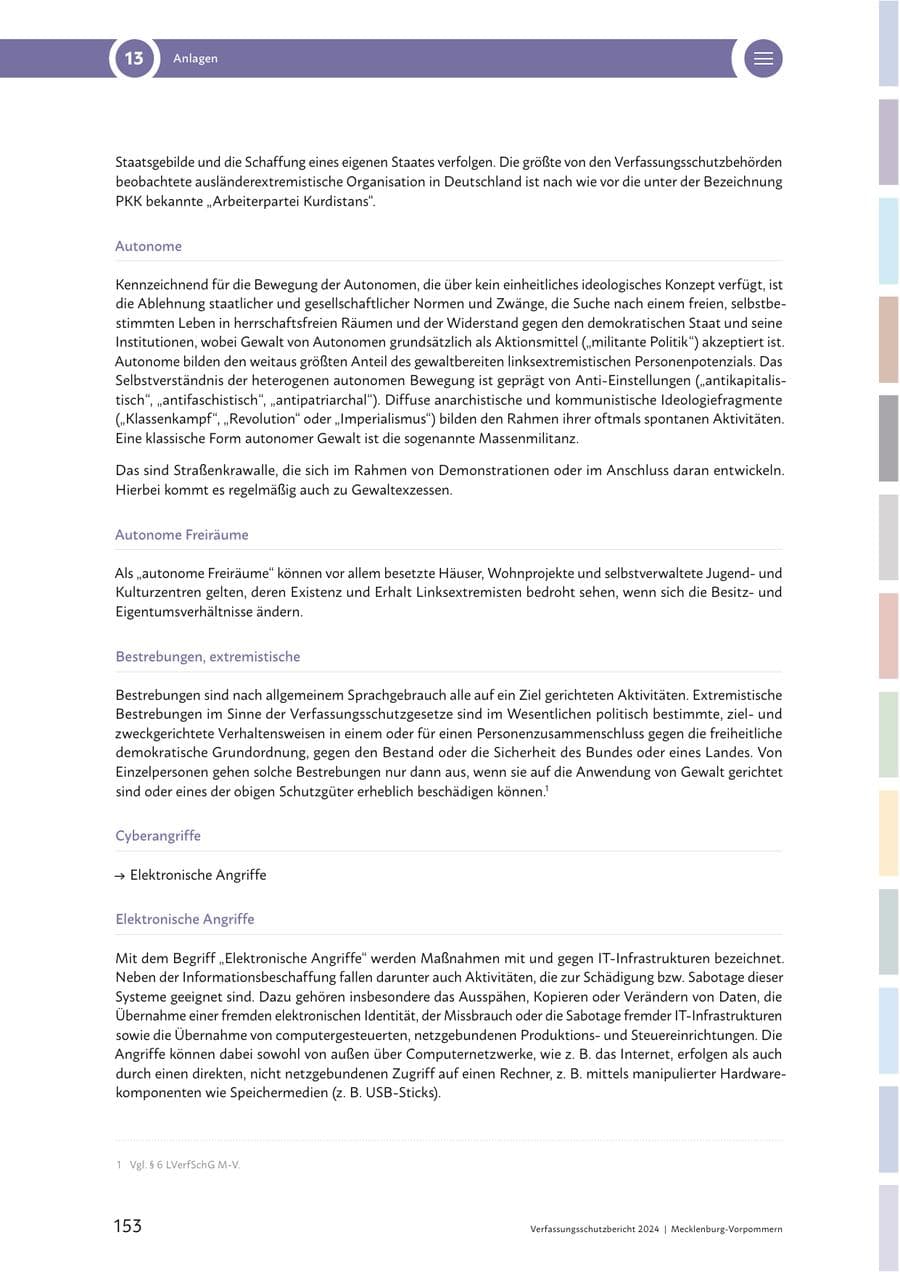 Seite 153 des Verfassungsschutzbericht 2024 Mecklenburg-Vorpommern