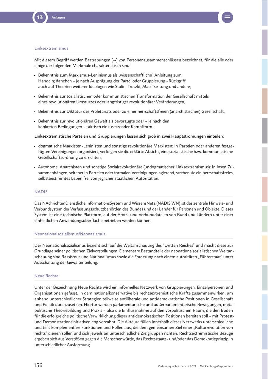 Seite 156 des Verfassungsschutzbericht 2024 Mecklenburg-Vorpommern