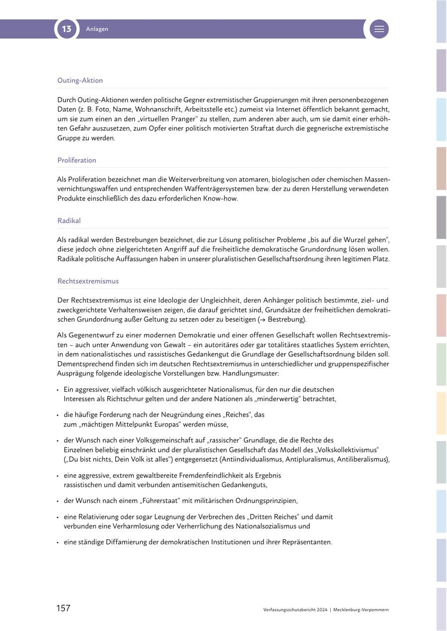 Seite 157 des Verfassungsschutzbericht 2024 Mecklenburg-Vorpommern