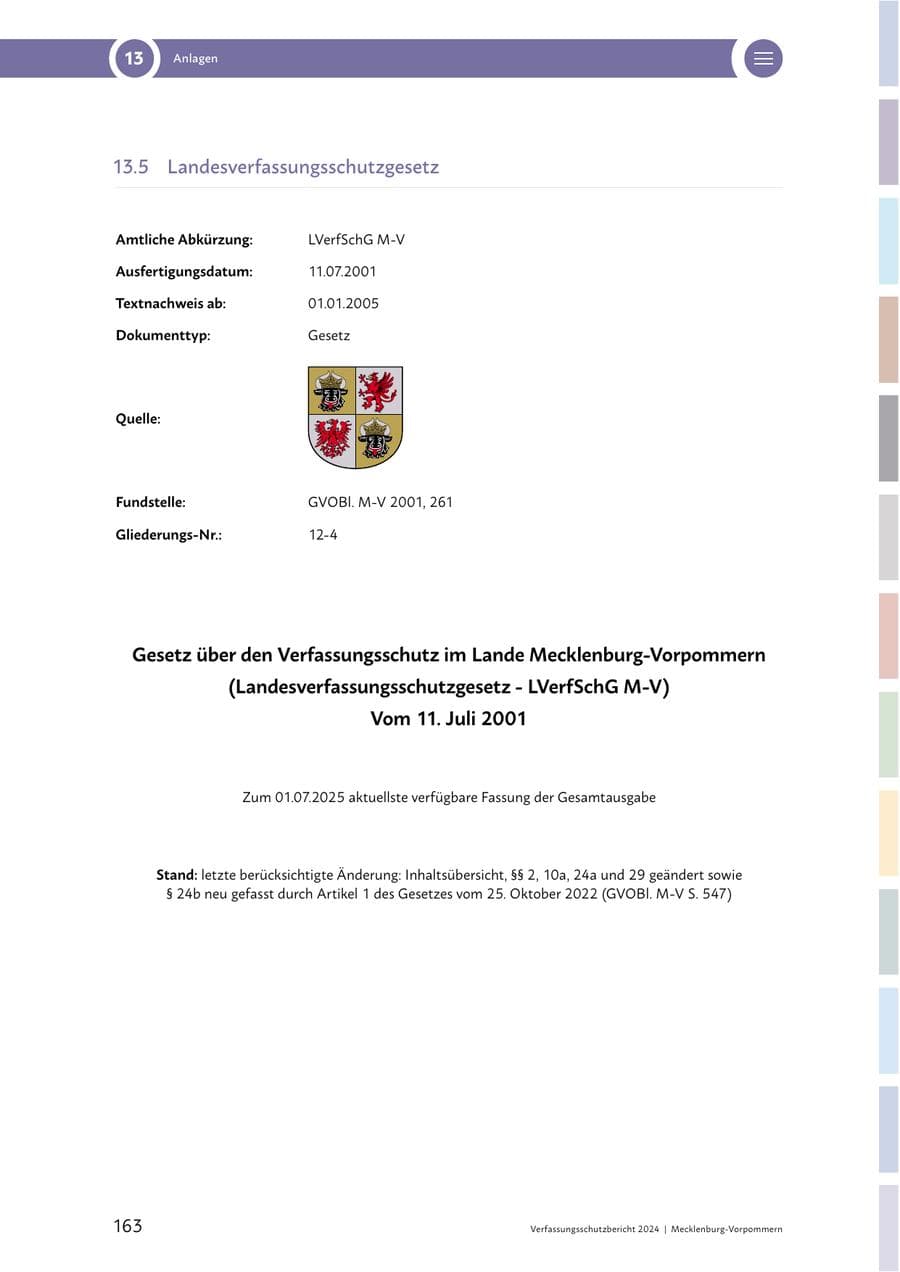 Seite 163 des Verfassungsschutzbericht 2024 Mecklenburg-Vorpommern