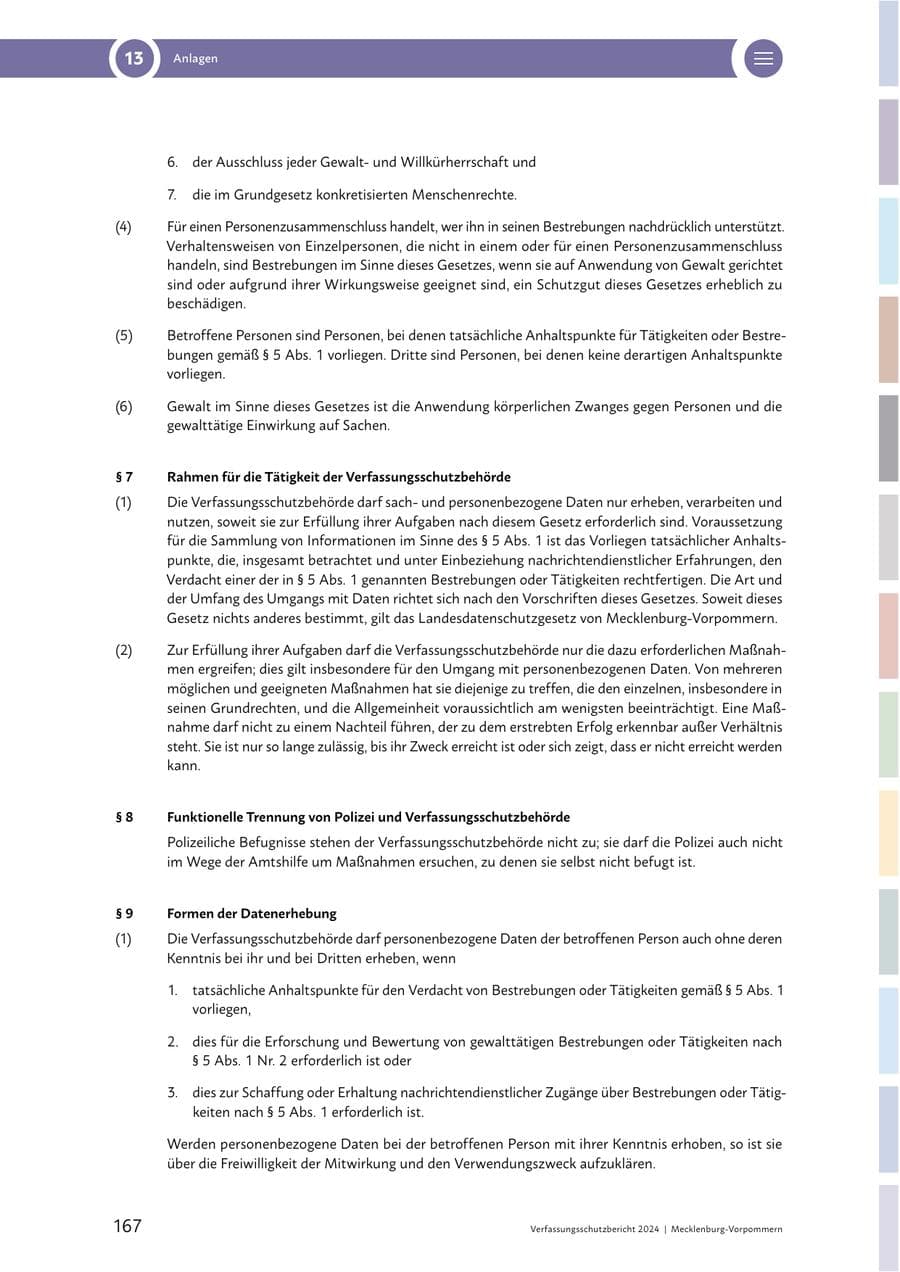 Seite 167 des Verfassungsschutzbericht 2024 Mecklenburg-Vorpommern