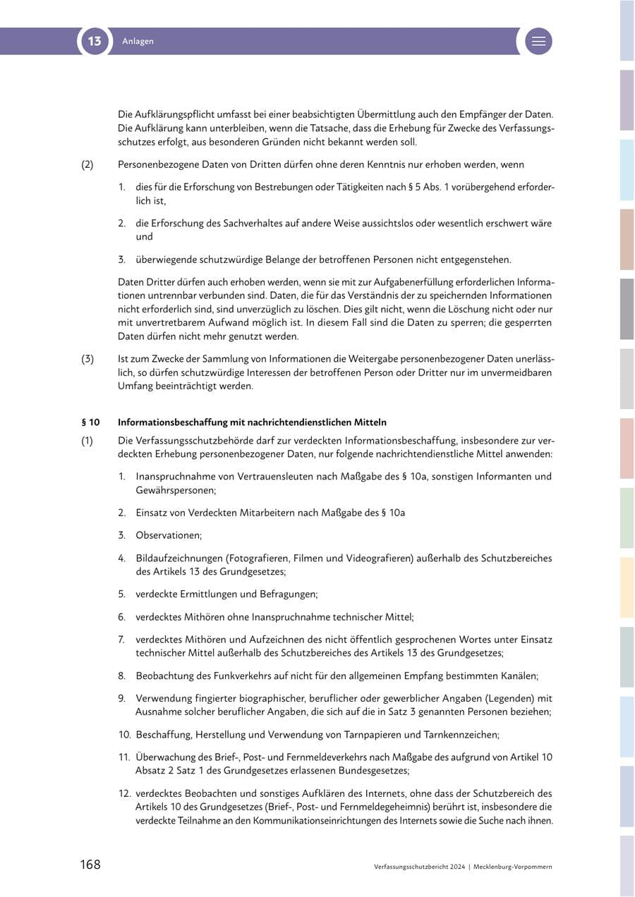 Seite 168 des Verfassungsschutzbericht 2024 Mecklenburg-Vorpommern