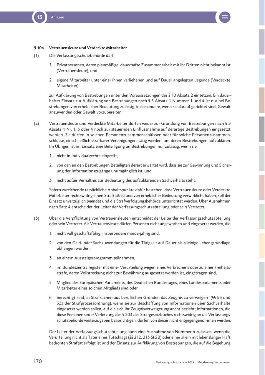 Seite 170 des Verfassungsschutzbericht 2024 Mecklenburg-Vorpommern