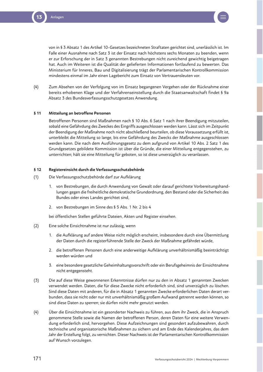 Seite 171 des Verfassungsschutzbericht 2024 Mecklenburg-Vorpommern