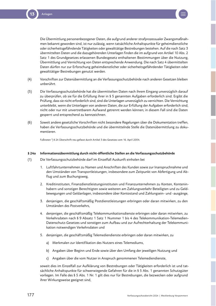 Seite 177 des Verfassungsschutzbericht 2024 Mecklenburg-Vorpommern