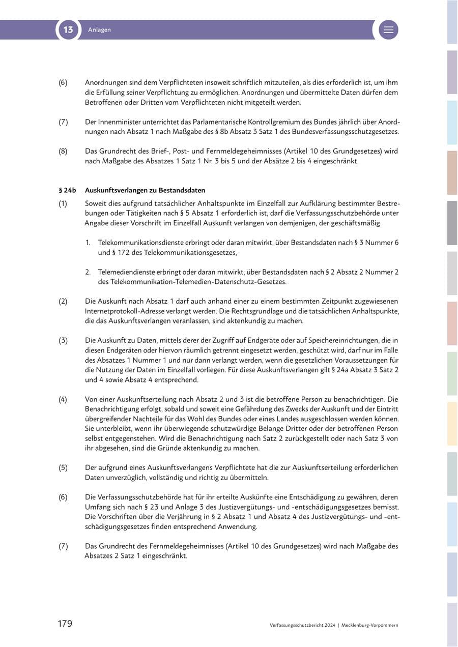 Seite 179 des Verfassungsschutzbericht 2024 Mecklenburg-Vorpommern
