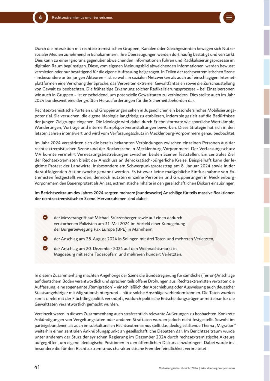 Seite 41 des Verfassungsschutzbericht 2024 Mecklenburg-Vorpommern