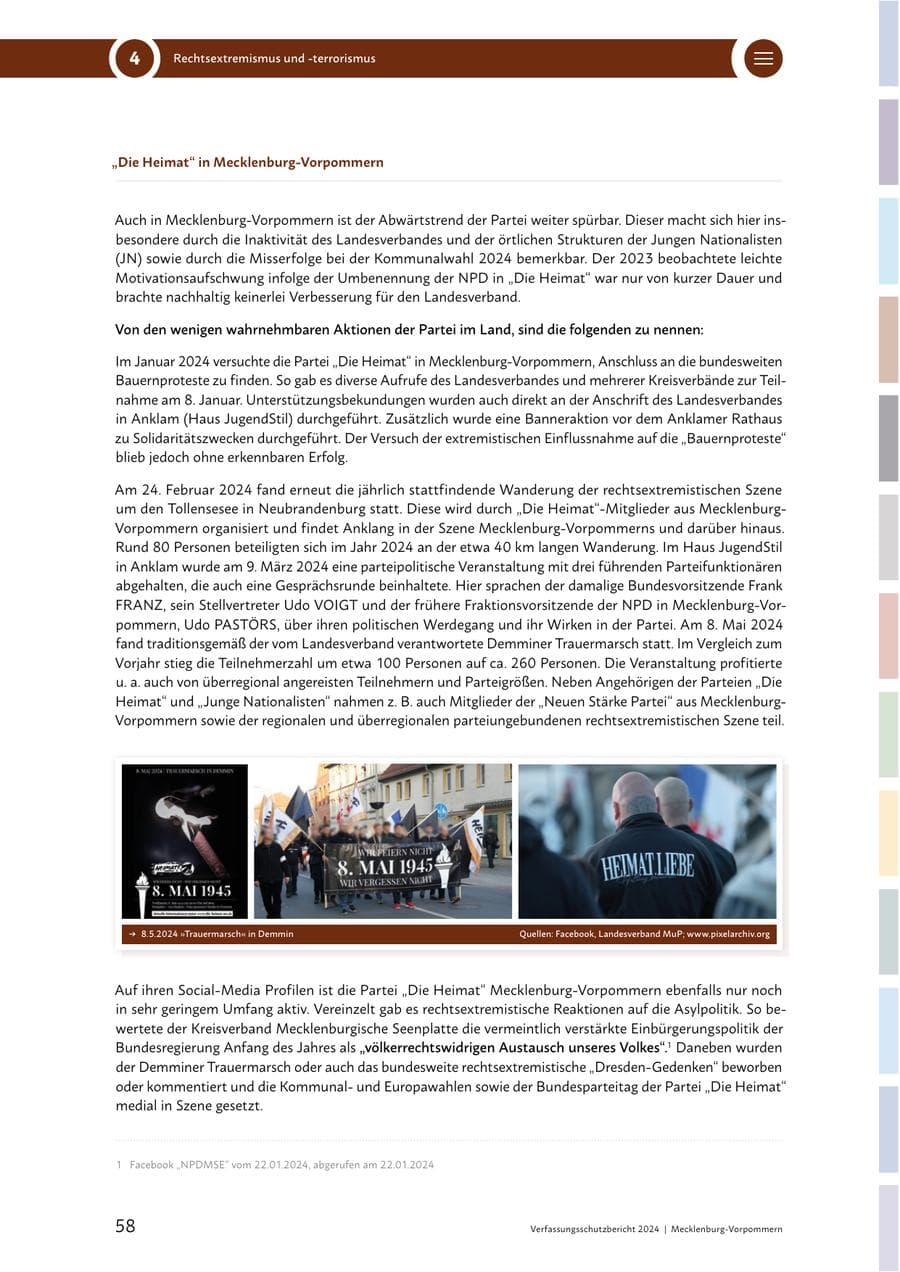 Seite 58 des Verfassungsschutzbericht 2024 Mecklenburg-Vorpommern