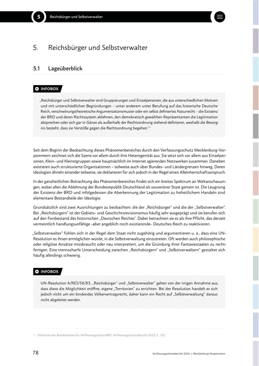 Seite 78 des Verfassungsschutzbericht 2024 Mecklenburg-Vorpommern