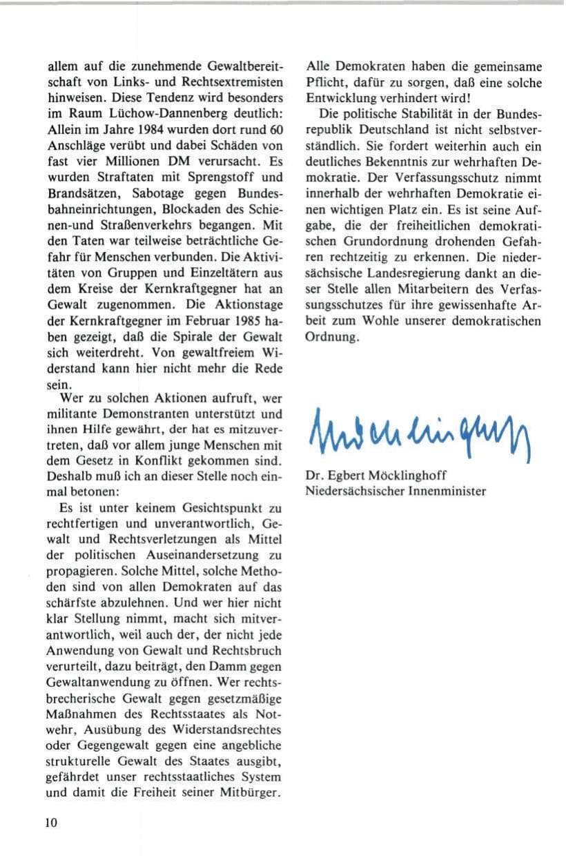 Seite 11 des Verfassungsschutzbericht 1984 Niedersachsen