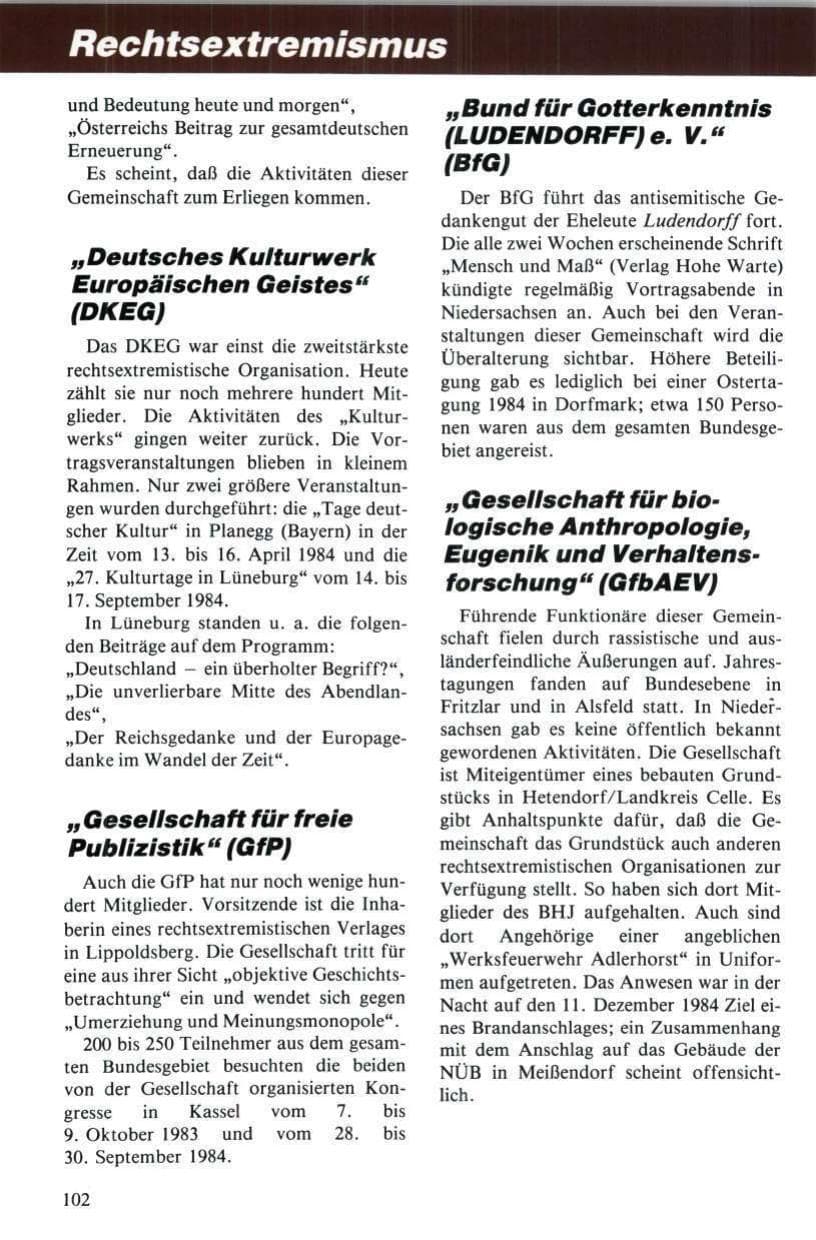 Seite 103 des Verfassungsschutzbericht 1984 Niedersachsen