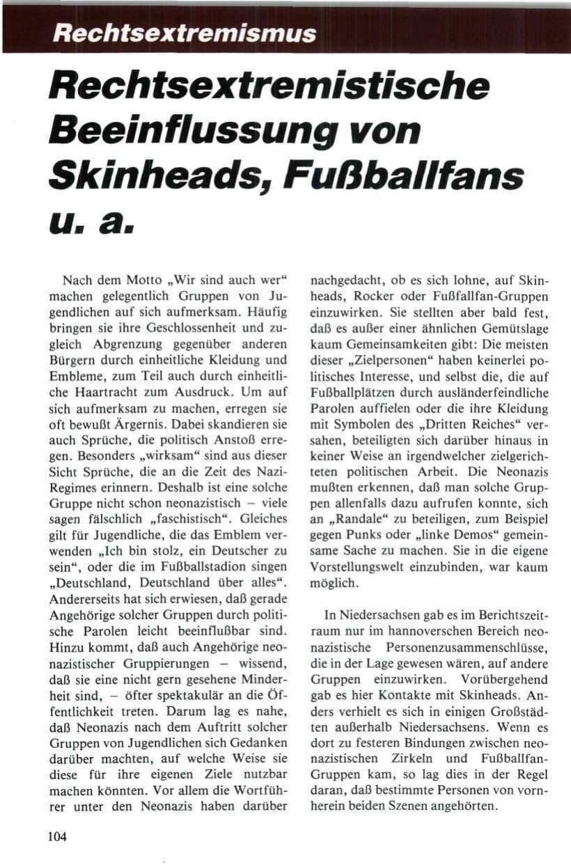 Seite 105 des Verfassungsschutzbericht 1984 Niedersachsen