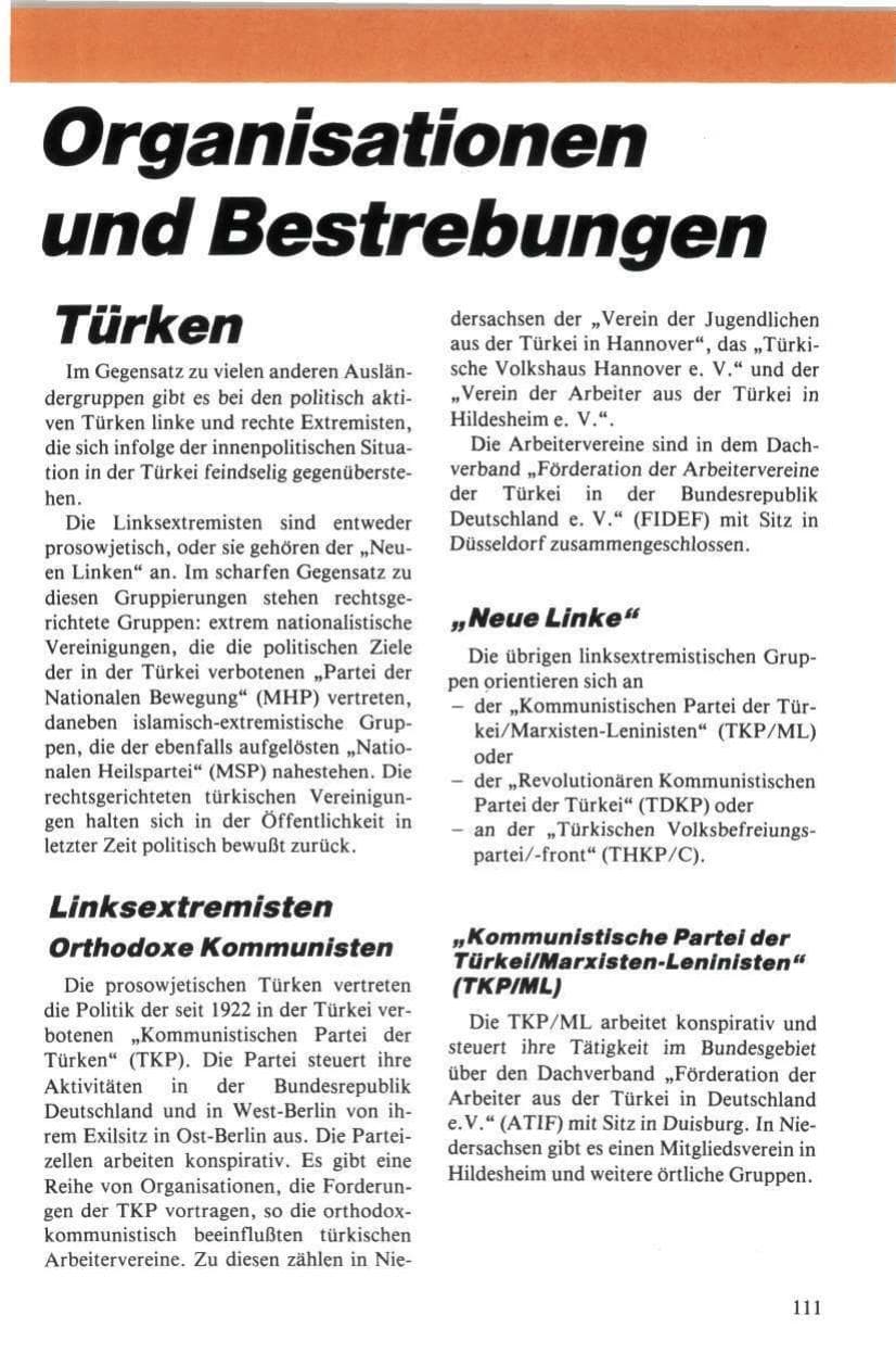 Seite 112 des Verfassungsschutzbericht 1984 Niedersachsen