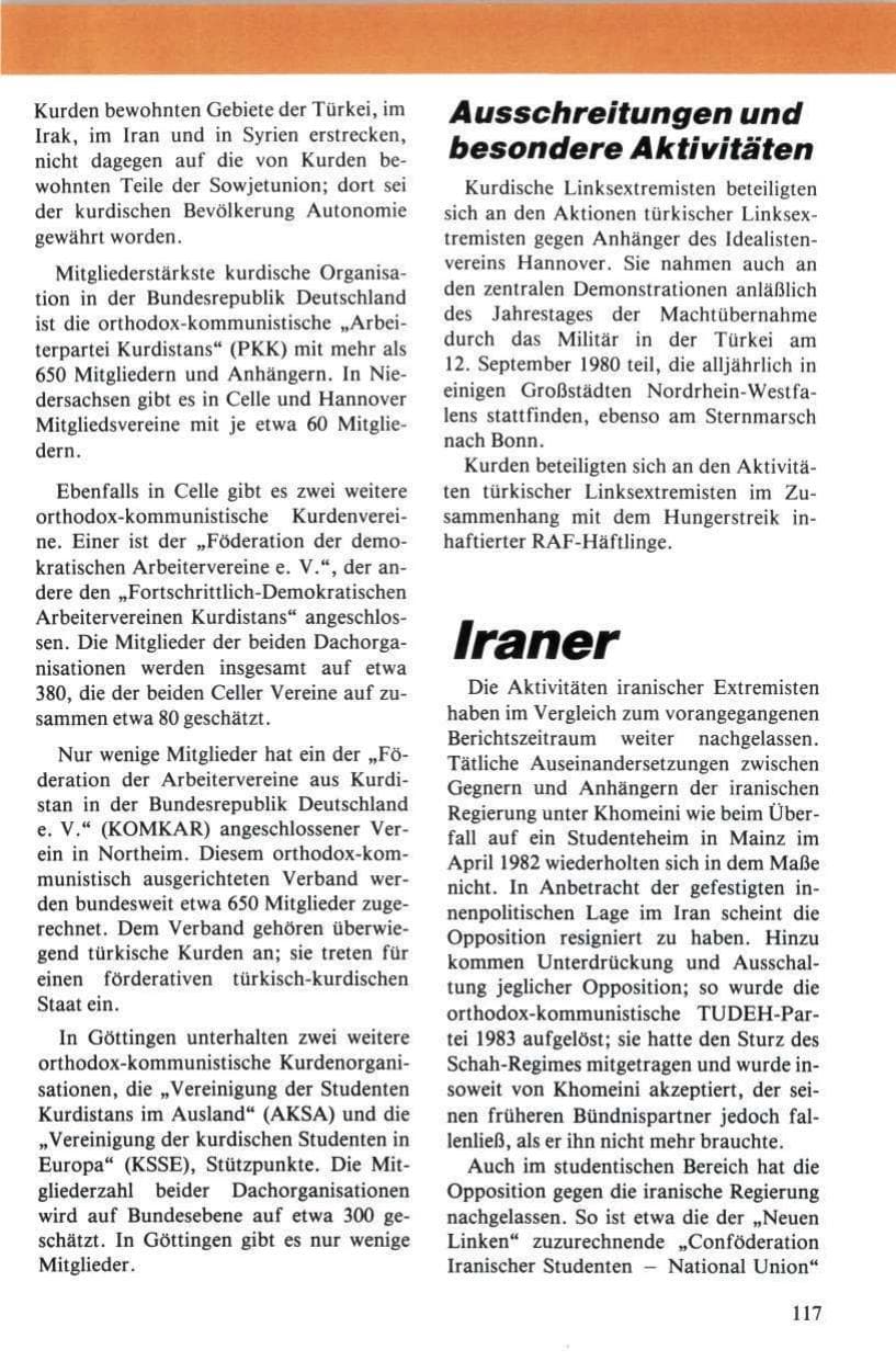 Seite 118 des Verfassungsschutzbericht 1984 Niedersachsen