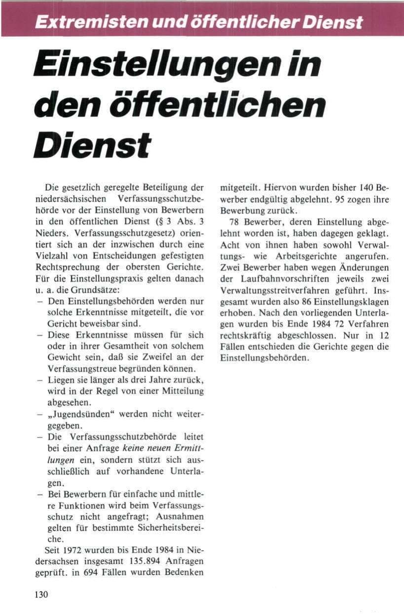 Seite 131 des Verfassungsschutzbericht 1984 Niedersachsen