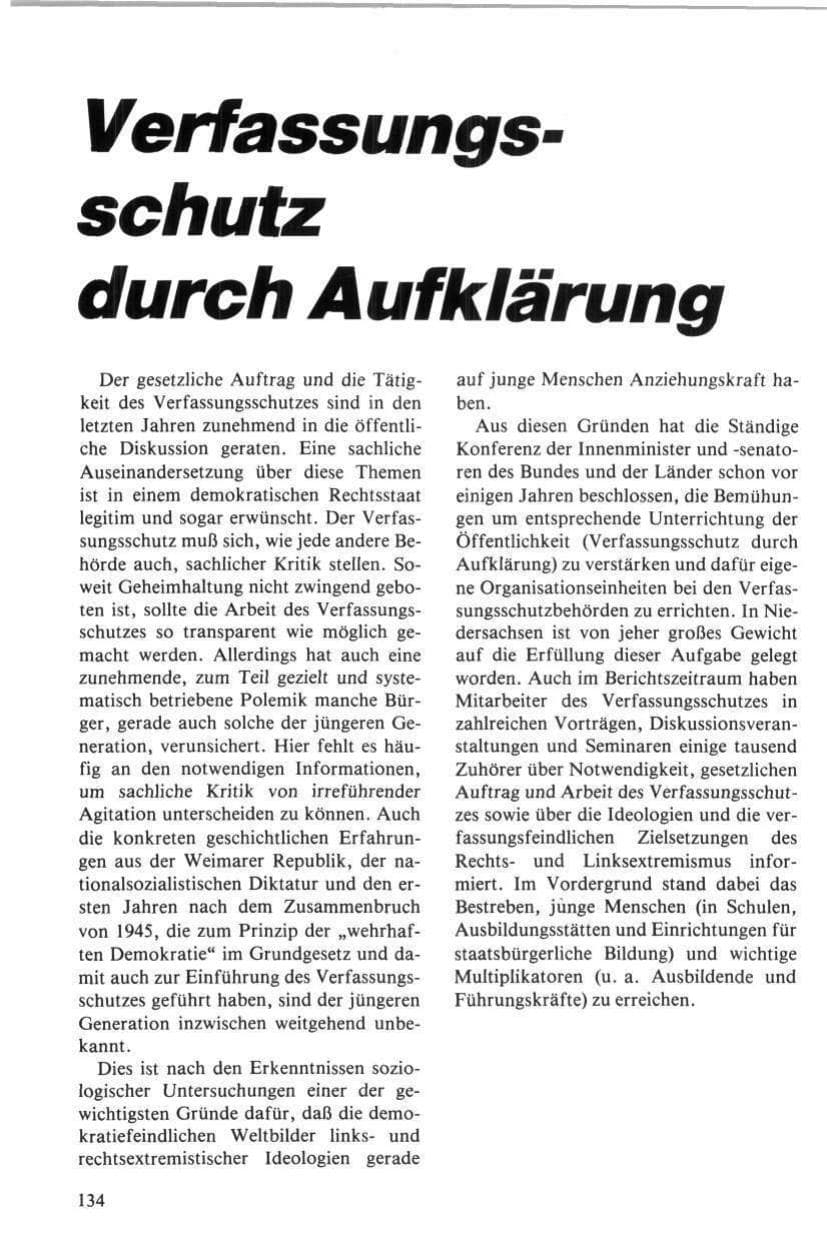 Seite 135 des Verfassungsschutzbericht 1984 Niedersachsen
