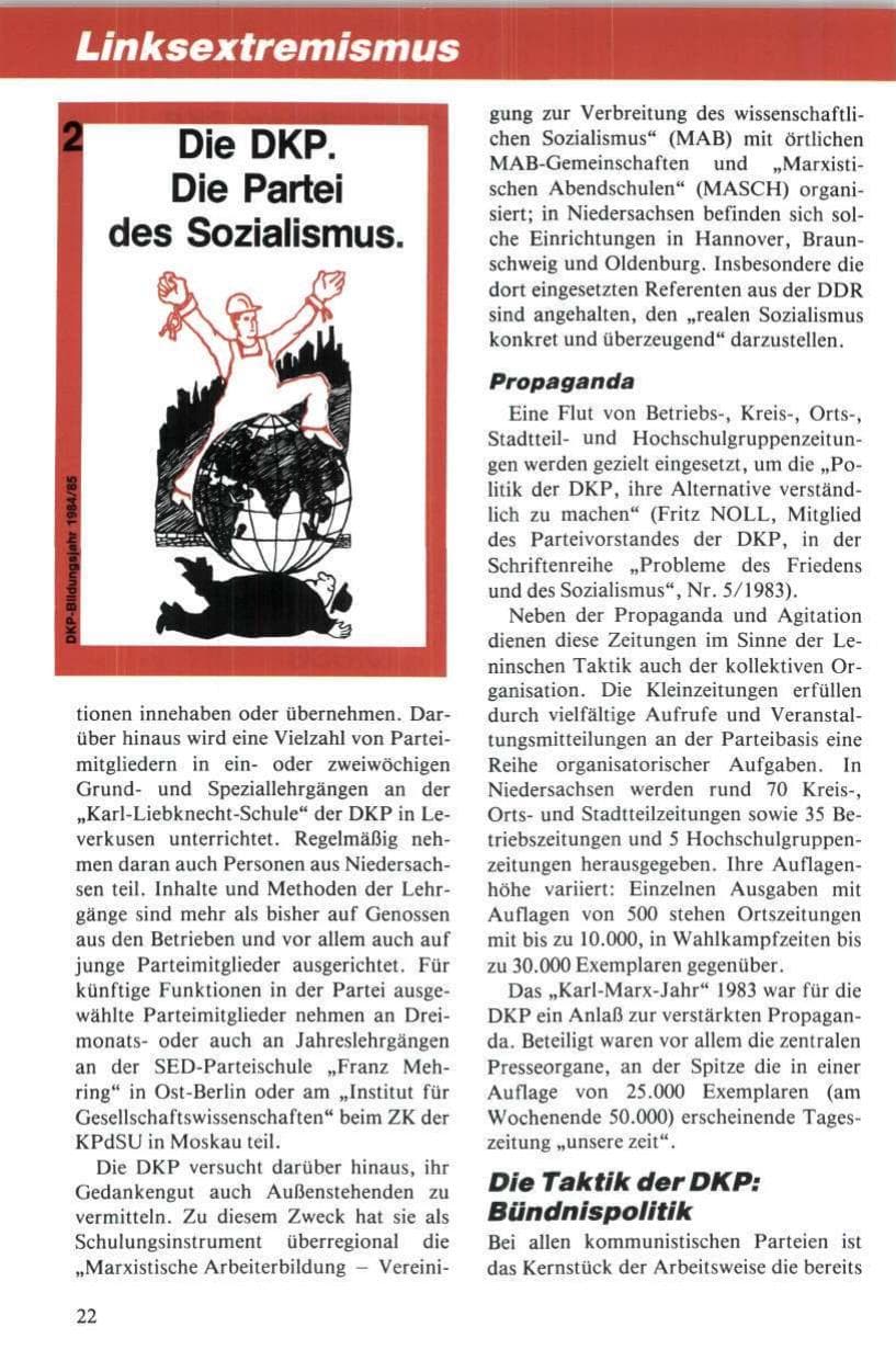 Seite 23 des Verfassungsschutzbericht 1984 Niedersachsen