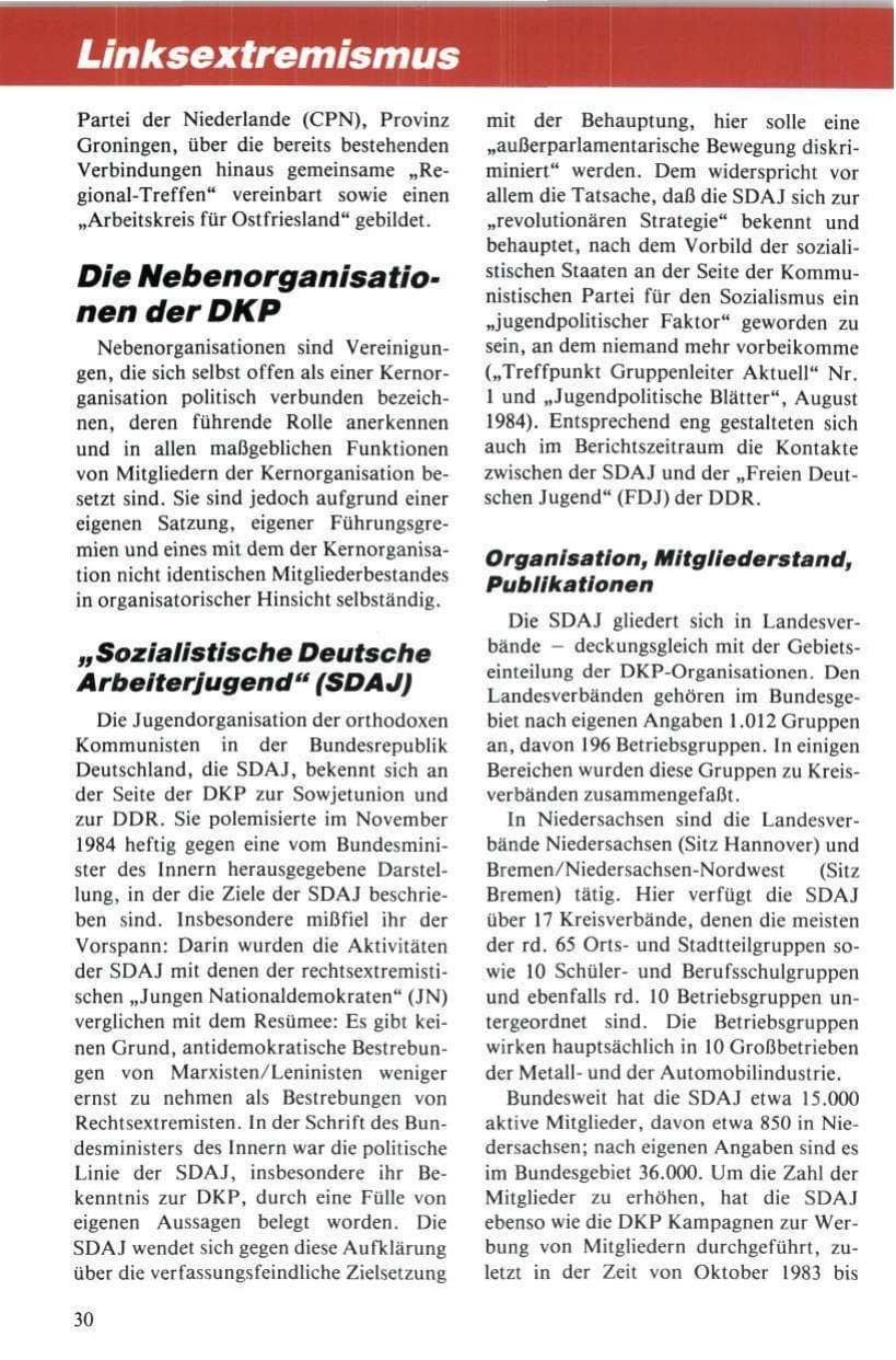 Seite 31 des Verfassungsschutzbericht 1984 Niedersachsen