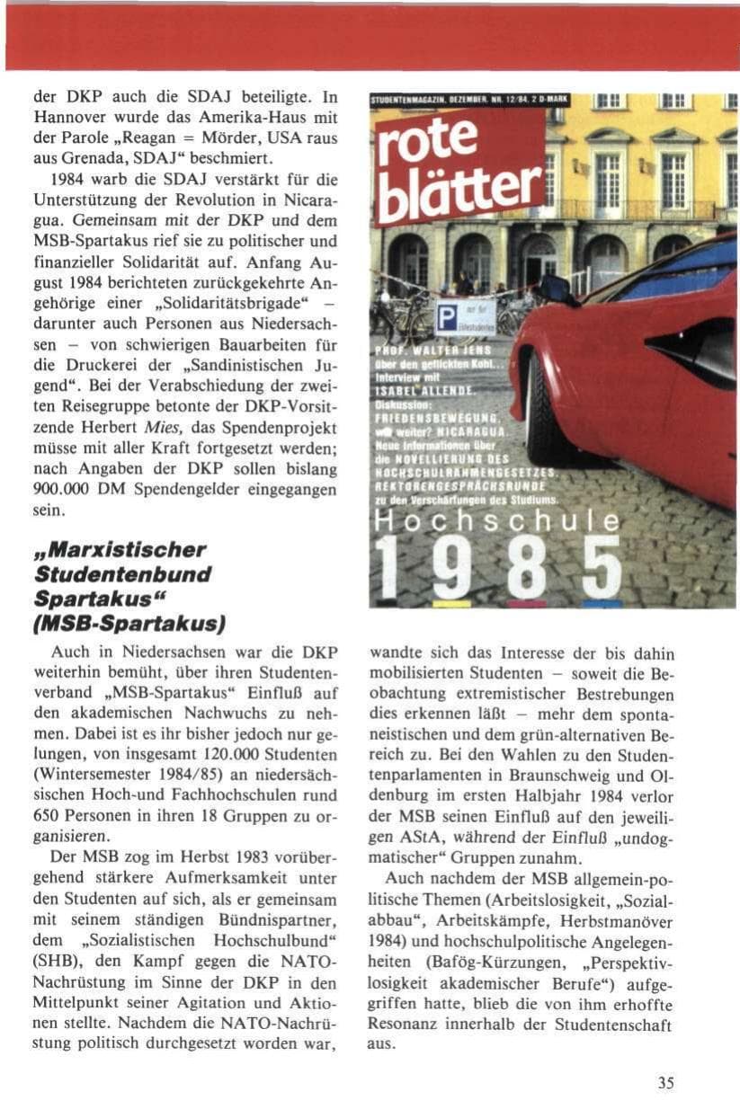 Seite 36 des Verfassungsschutzbericht 1984 Niedersachsen