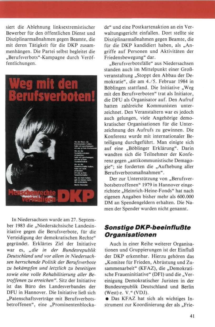 Seite 42 des Verfassungsschutzbericht 1984 Niedersachsen