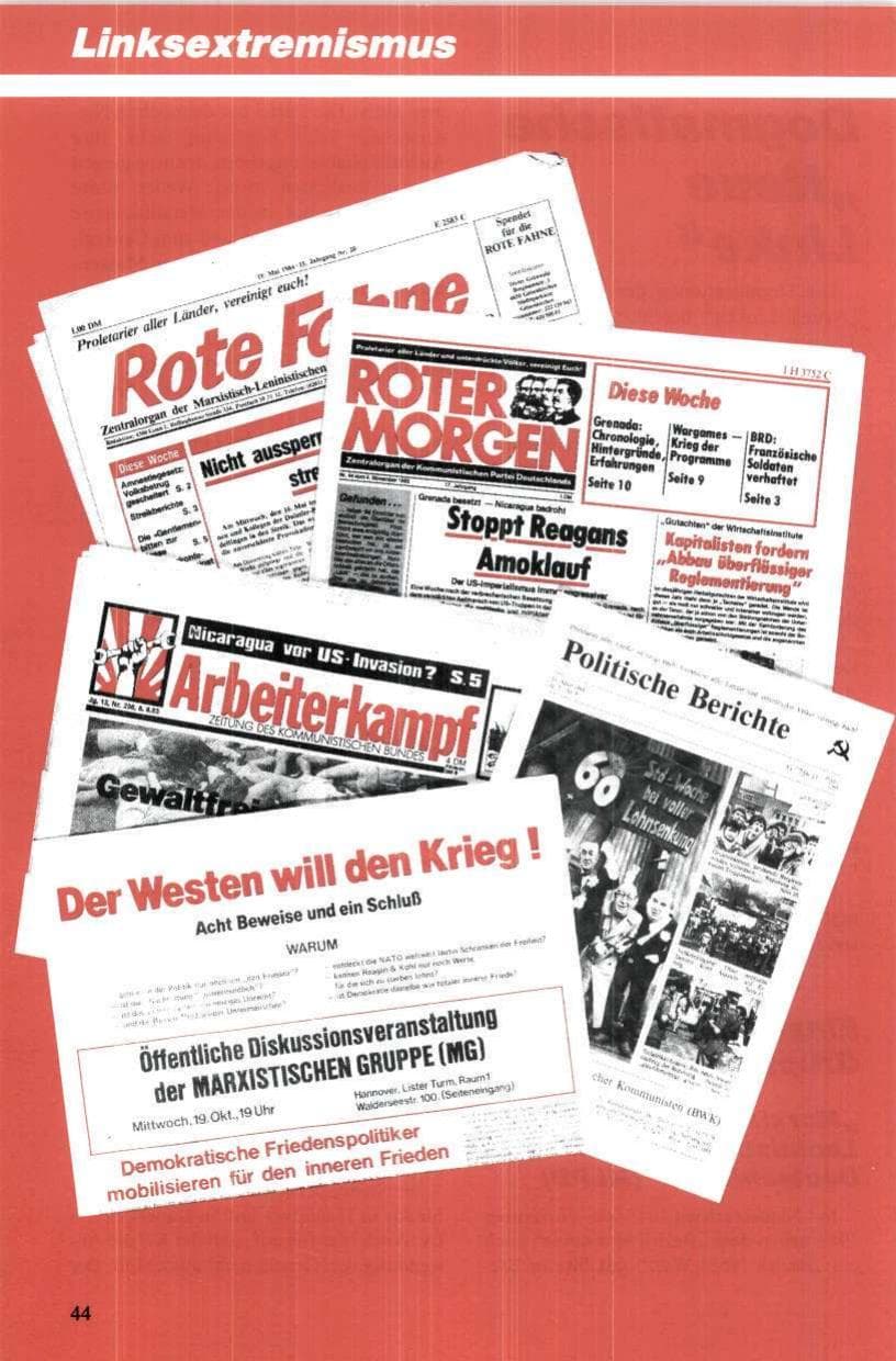 Seite 45 des Verfassungsschutzbericht 1984 Niedersachsen