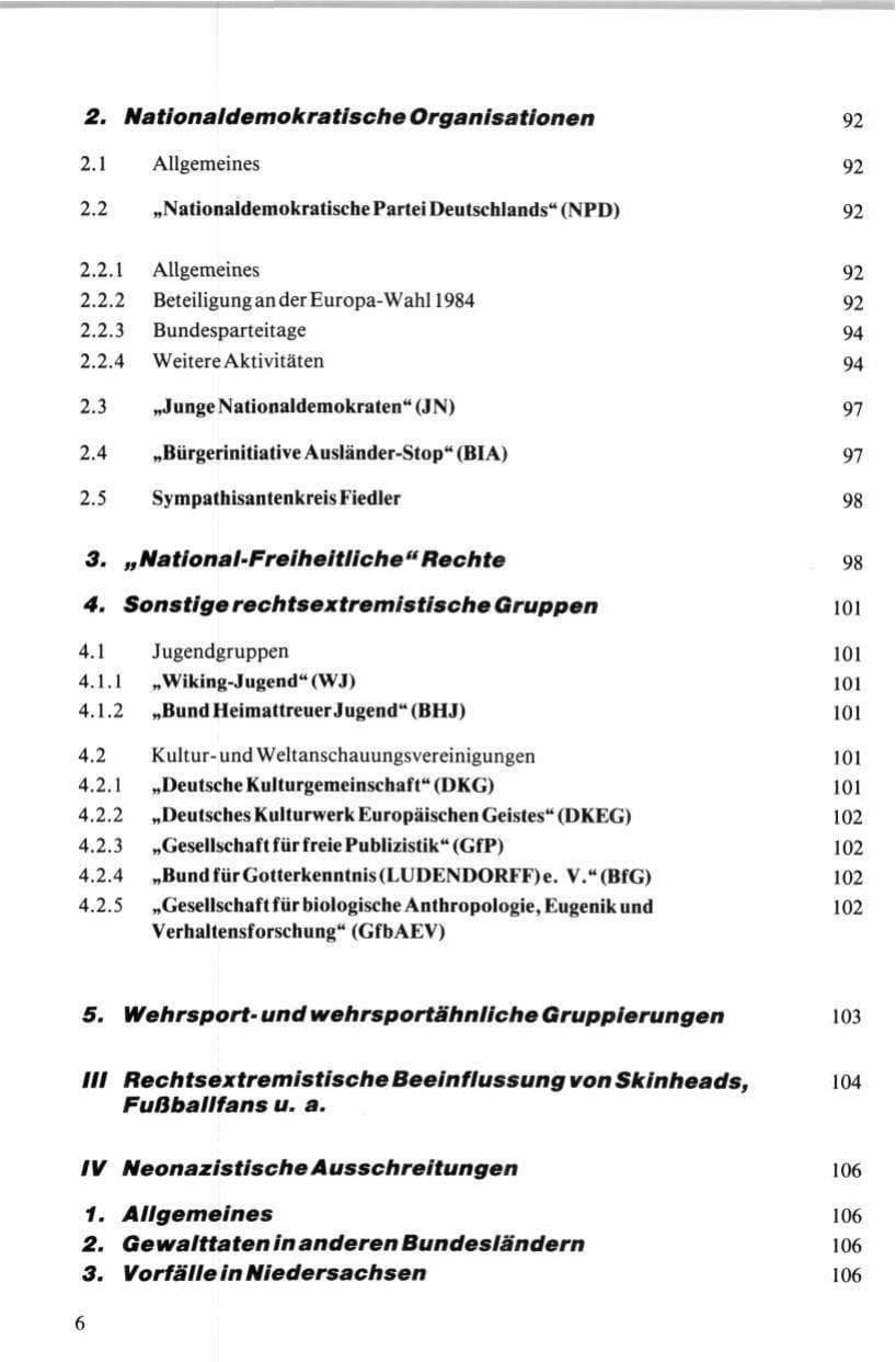 Seite 7 des Verfassungsschutzbericht 1984 Niedersachsen