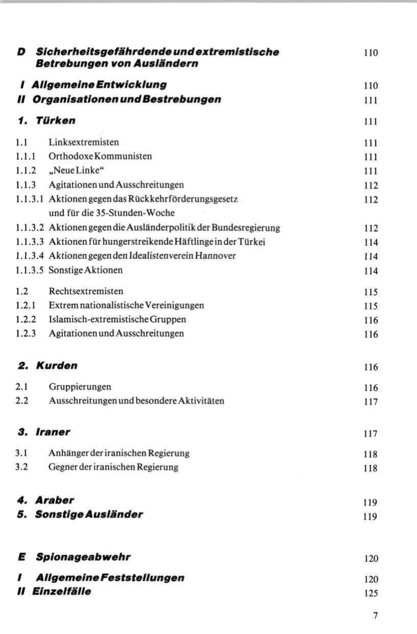Seite 8 des Verfassungsschutzbericht 1984 Niedersachsen