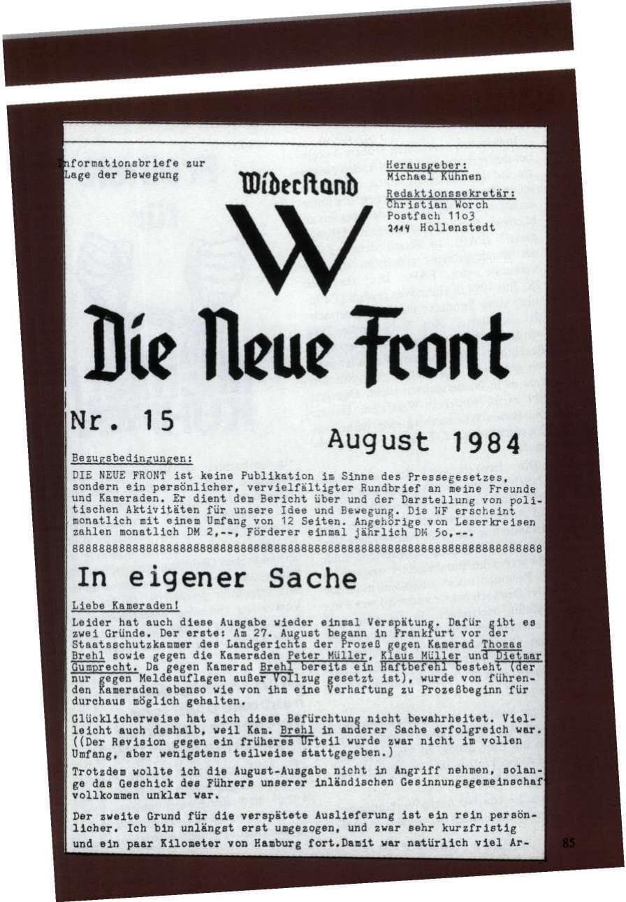 Seite 86 des Verfassungsschutzbericht 1984 Niedersachsen