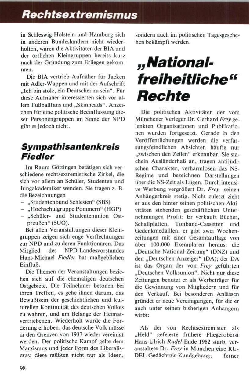 Seite 99 des Verfassungsschutzbericht 1984 Niedersachsen